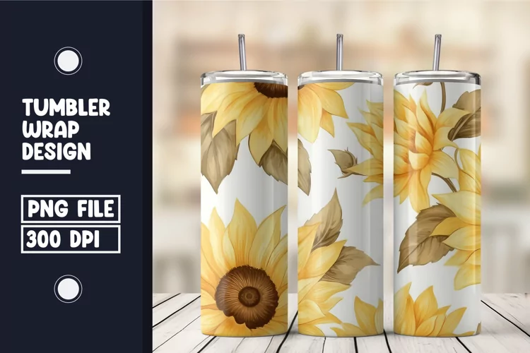 Sunflower scatter flower tumbler warp design