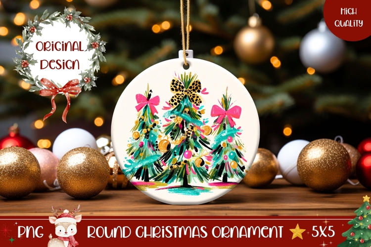 Rustic Christmas Ornament, Winter Round Ornament PNG