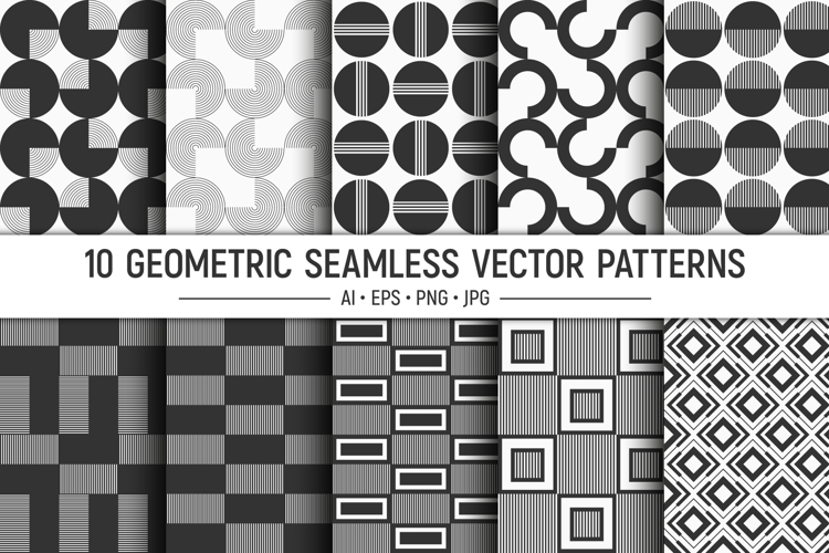 10 seamless geometric vector patterns