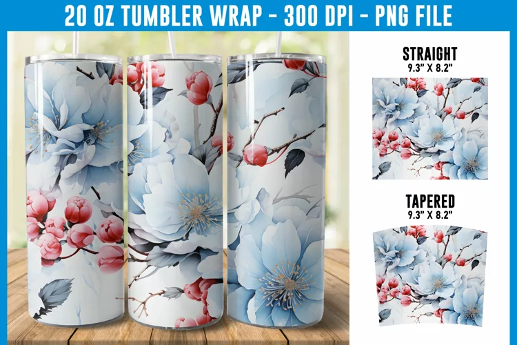 Peony Flowers Tumbler Wrap| Flower Tumbler Sublimation