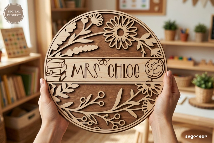 Floral Teacher Door Sign SVG | Teacher Gift | Laser Cut