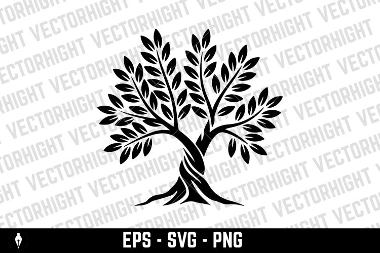 Olive tree silhouette icon. Design element for logo, label,