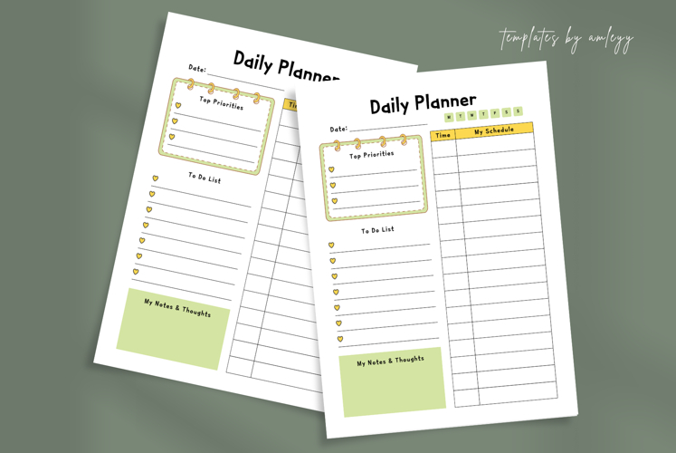Cute Daily Planner Template Canva | Kawaii Editable Planner