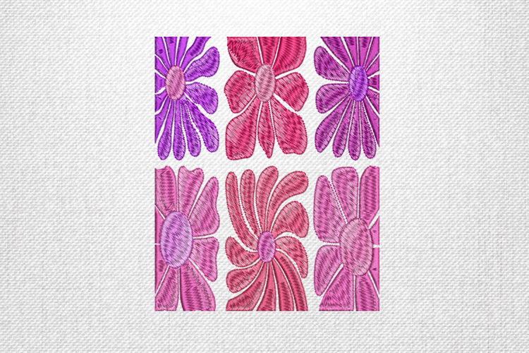 Pink   Purple Floral Block Embroidery Design File
