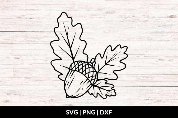 Acorn and Leaves SVG, Fall Clipart example image 1