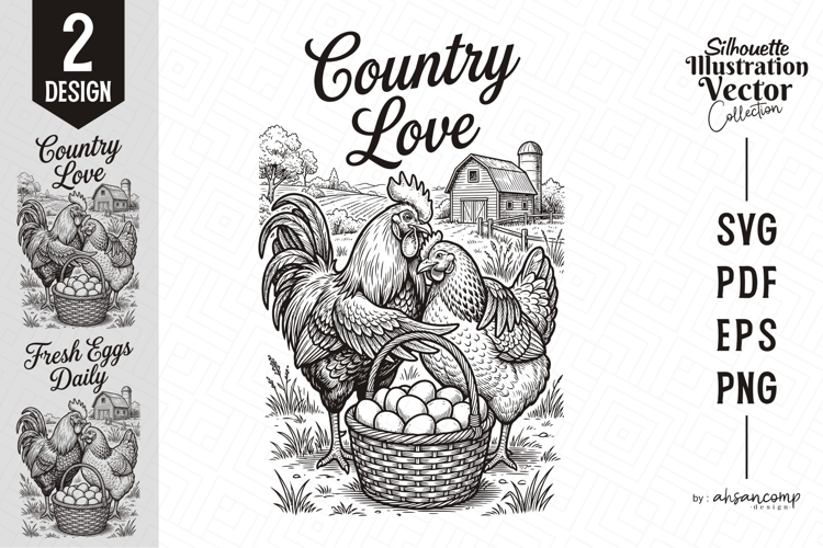 Country Love Chicken Farm SVG example image 1
