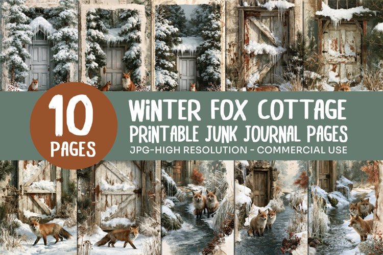 Winter Fox Cottage Junk Journal Pages example image 1