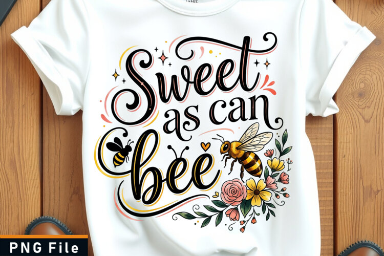 Sweet as can bee, Inspirational quote sublimation PNG Shirt example image 1