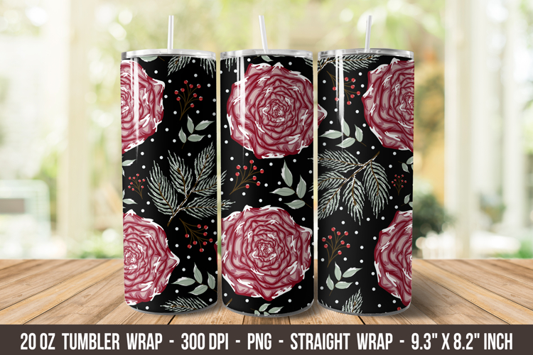 Winter Floral Tumbler Wrap | 20 oz Tumbler Wrap