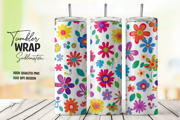 Floral Pattern Tumbler Wrap Sublimation Design