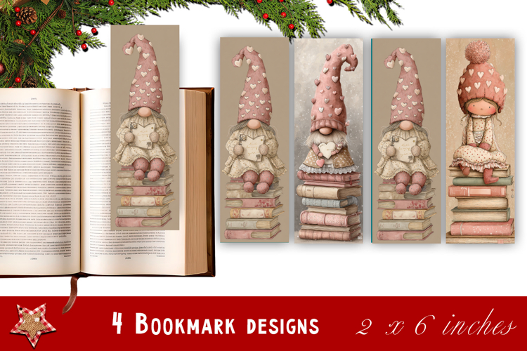 Watercolour Beautiful gnome with heart Bookmarks Sublimation