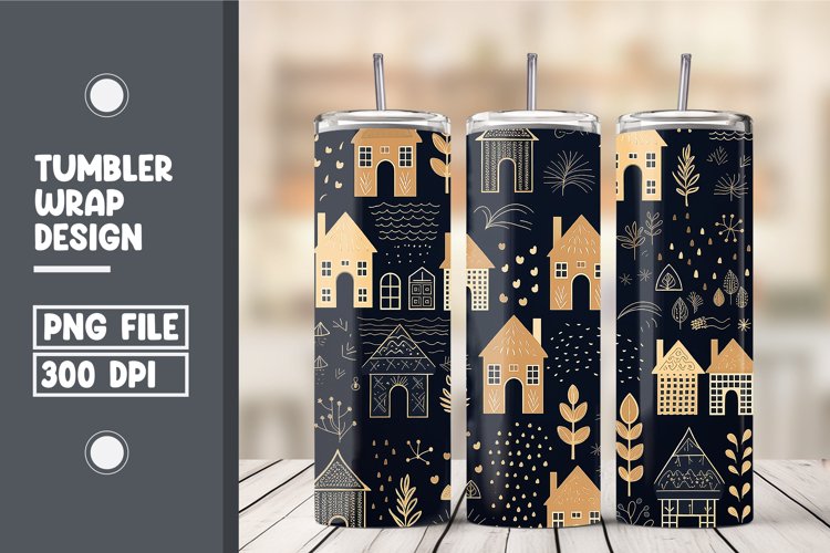 3D Home Pattern Tumbler Wrap Design example image 1
