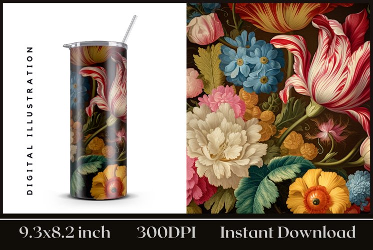 Sublimation Floral Design, Skinny Tumbler Sublimation 20 oz