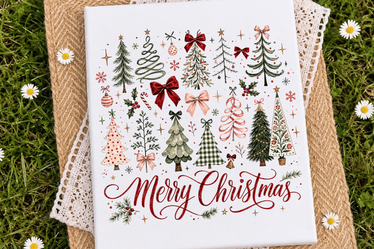 Merry Christmas PNG, Christmas Tree Sublimation, Coquette