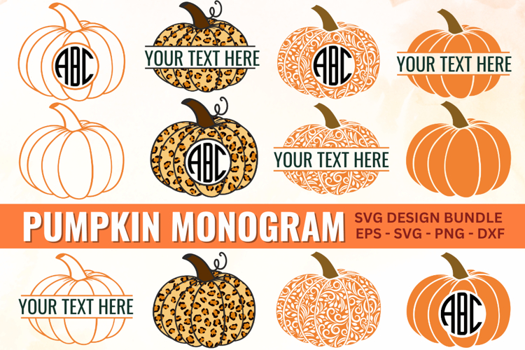 Pumpkin Monogram SVG Bundle | Pumpkin SVG Cut File | Frame