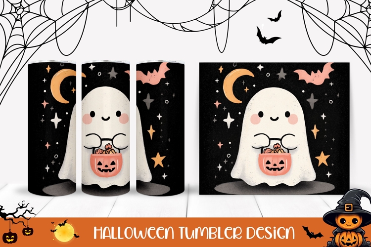 Cartoon Halloween Bats Tumbler, Halloween Ghost PNG
