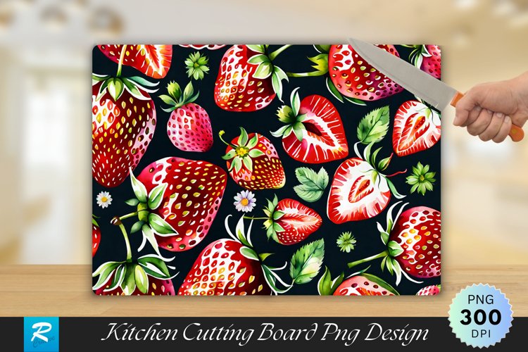 Strawberry Pattern Cutting Board Sublimation Design