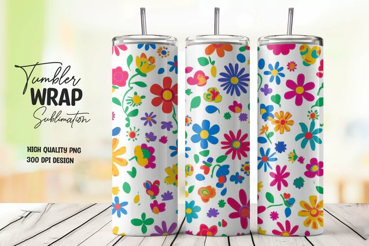 Floral Pattern Tumbler Wrap Sublimation Design