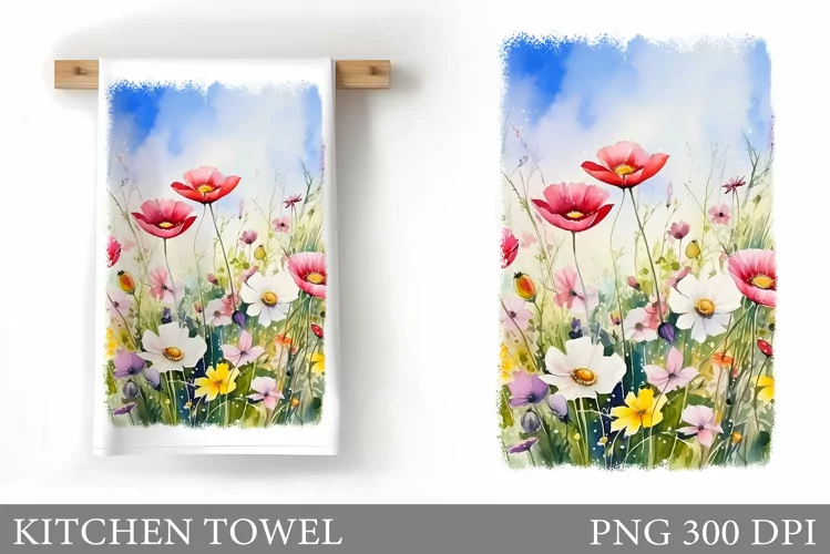 Flowers Kitchen Towel. Wildflowers Kitchen Towel