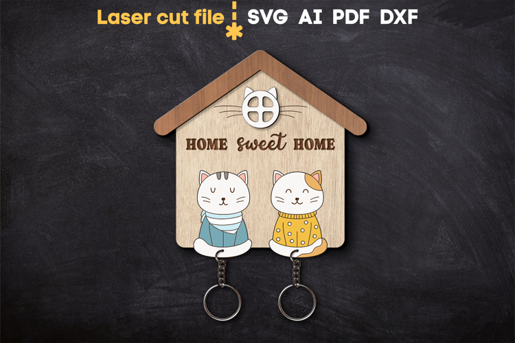 Cats Keyholder SVG laser cut files for Glowforge