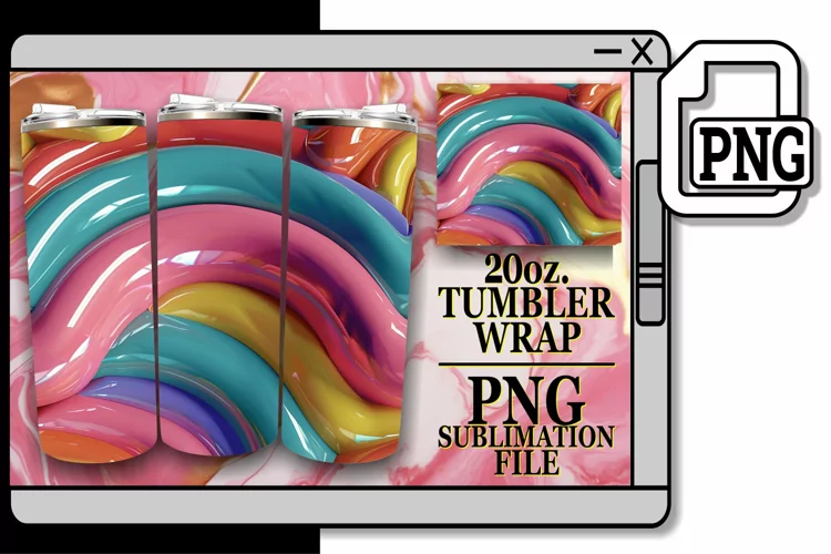 Colorful 3D Inflated Pattern Tumbler Art