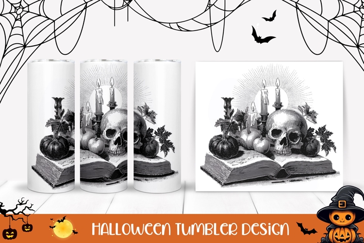 Pumpkins Halloween Tumbler, Halloween Skull Tumbler Design