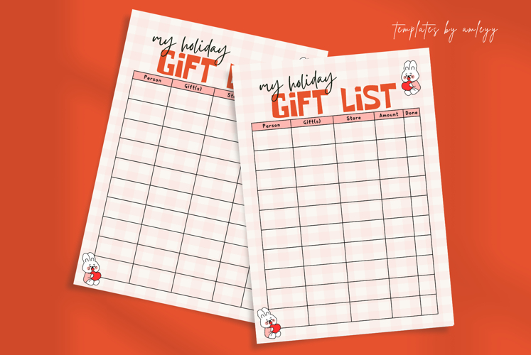 My Holiday Gift List Planner Template Canva | Editable Gift