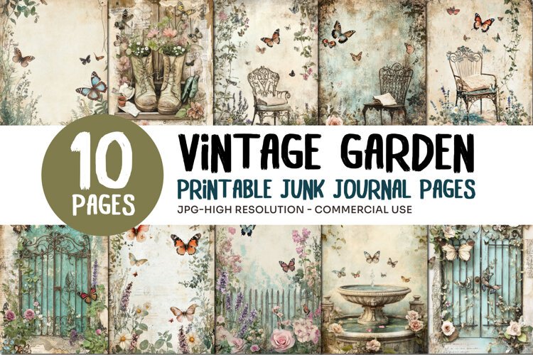 Vintage Garden Junk Journal Pages example image 1