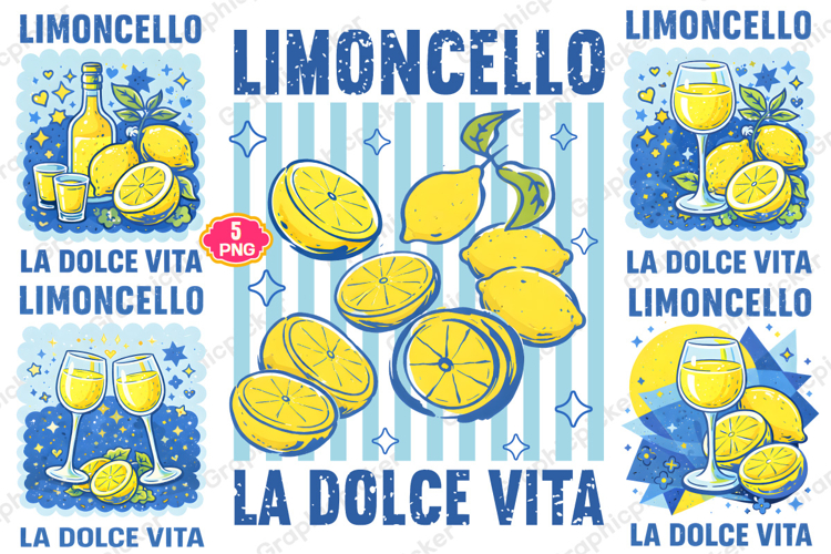Retro Limoncello PNG, Lemon Summer PNG, Summer Vibes PNG