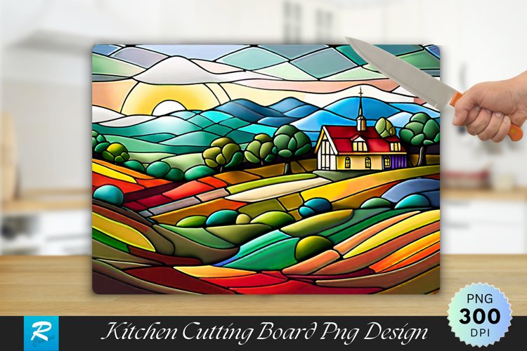 Nature Stained Glass Cutting Board Sublimation Design