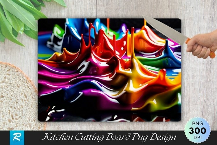 Watercolor Colorful Cutting Board Sublimation Design example image 1