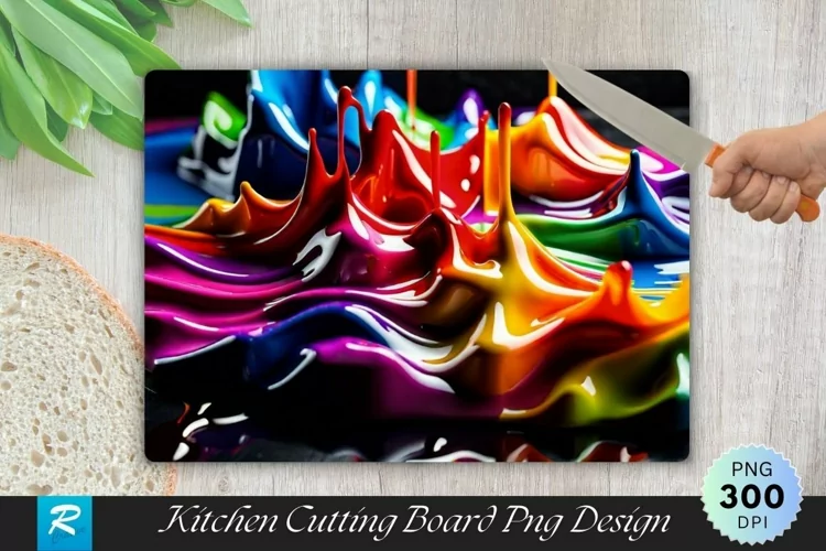Watercolor Colorful Cutting Board Sublimation Design