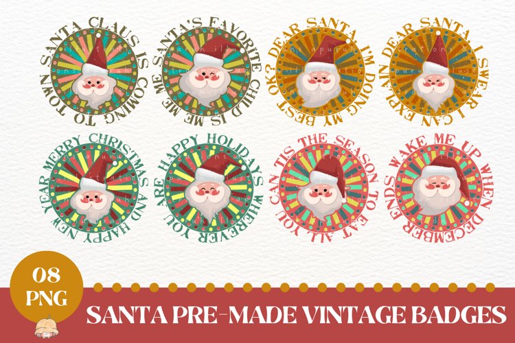 Christmas Santa Typography Badge Sublimation Set