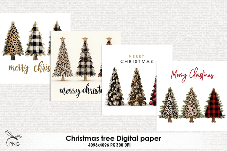 Christmas trees digital paper, background clipart