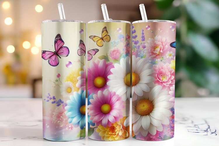 Flowers Tumbler Wrap | Sublimation | Tumblers example image 1