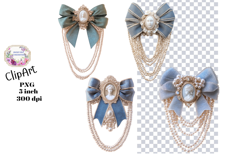 Cameo, Pearls, Ephemera, PNG, Junk Journal, clipart