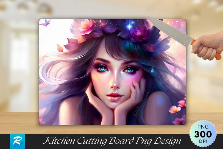 Cute Girl Cutting Board Sublimation Design