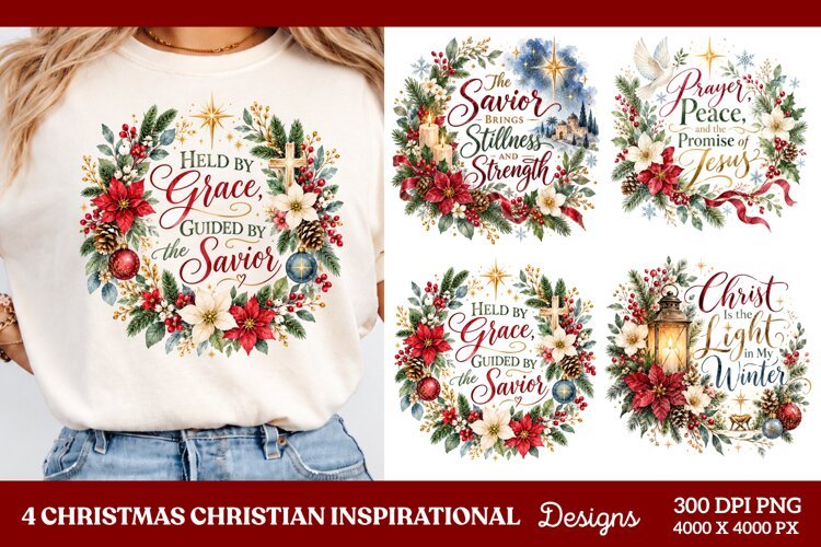 4 Christian Christmas PNG Designs, 4 Christian Inspirational example image 1