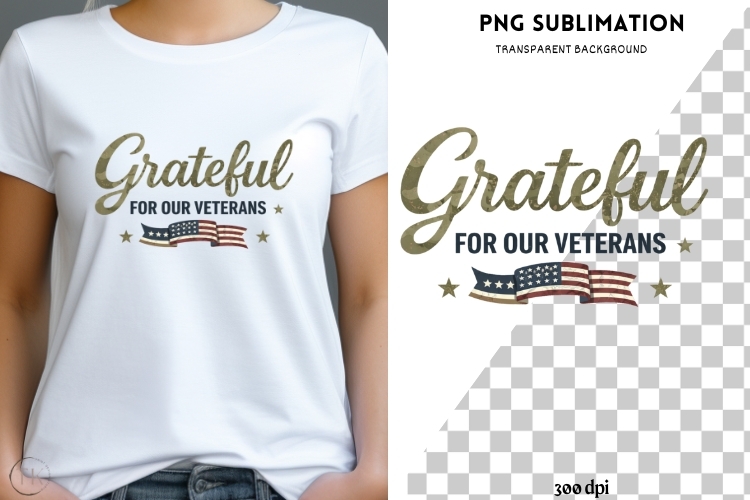 Grateful for Our Veterans PNG | Patriotic Script Design