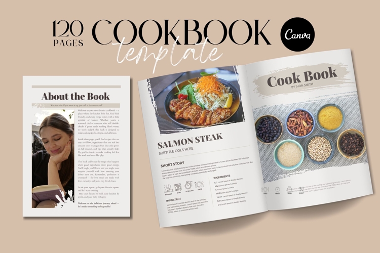 Editable Cookbook Template Canva example image 1