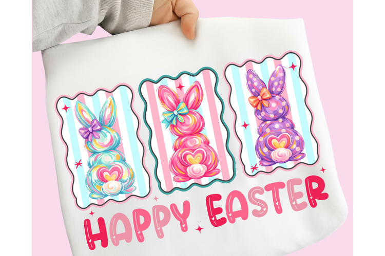 Bunny Coquette Bow PNG, Brushstroke bunny easter PNG