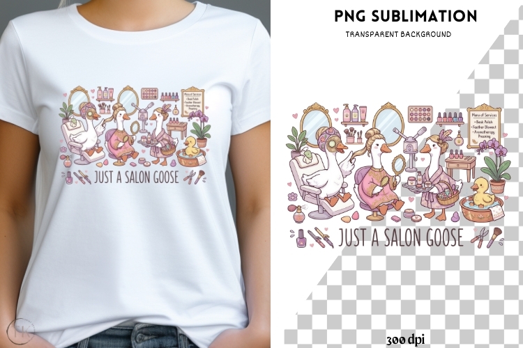 Salon goose png design for T-shirts