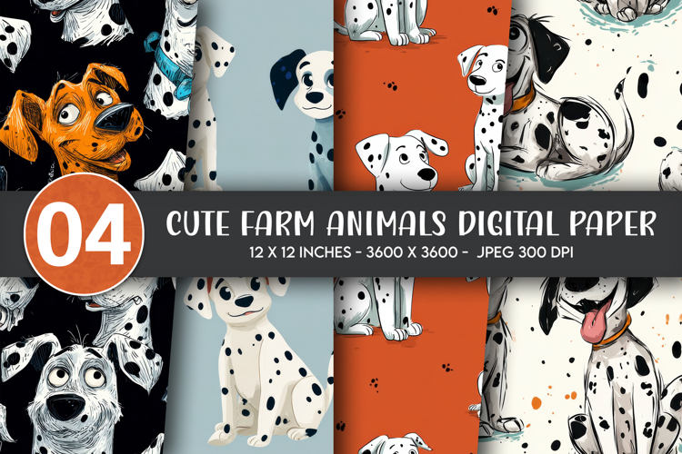 Cute Farm Animals Digital Paper