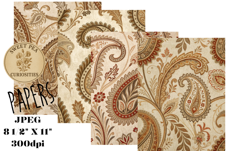 Shabby Chic, Paisley, Papers, Junk Journal