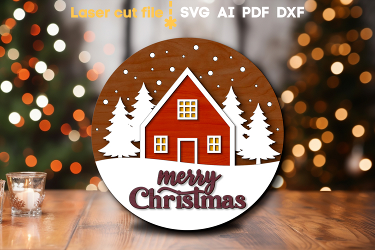 Farmhouse Christmas Sign SVG laser cut file for Glowforge