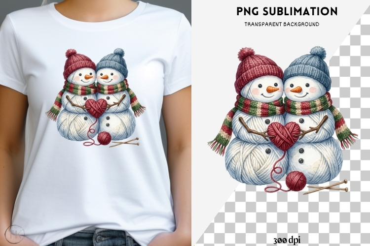Yarn snowman png design for T-shirts