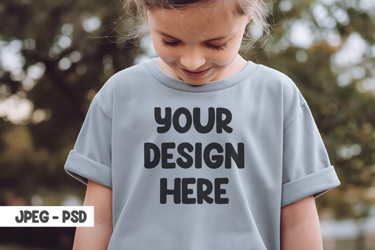 Cute girl model t-shirt mockup psd & jpeg