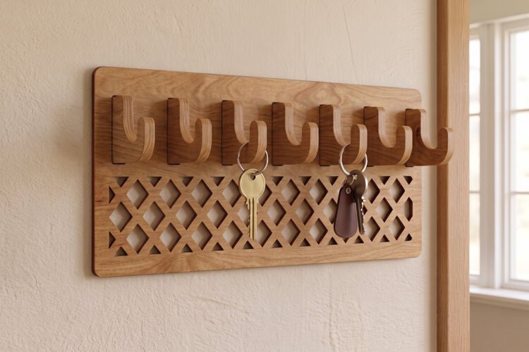Laser Cut Key Holder SVG - Wall Hook Rack File