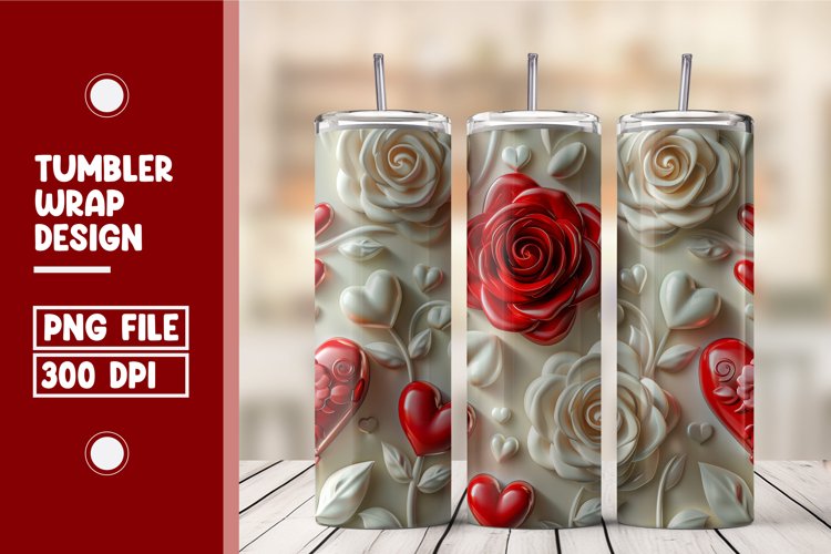 Heart Flower Tumbler Wrap Design