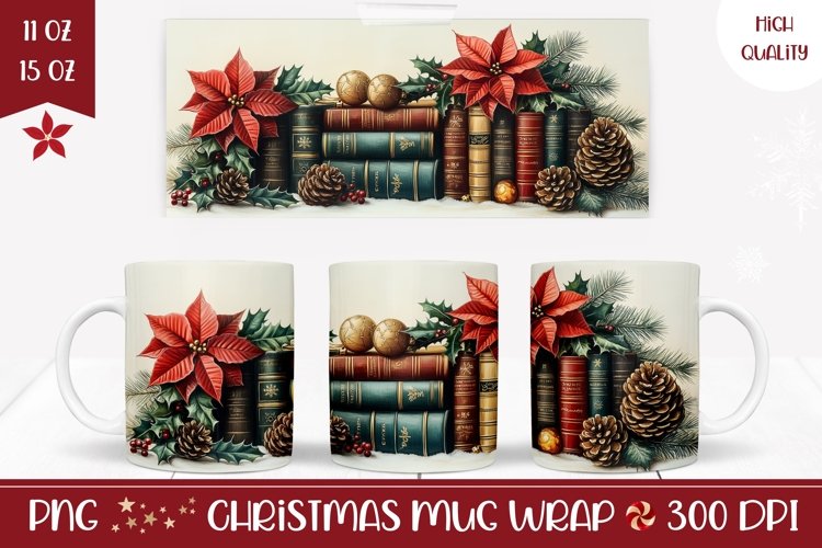 Books Mug Design, Christmas Coffee Mug Sublimation